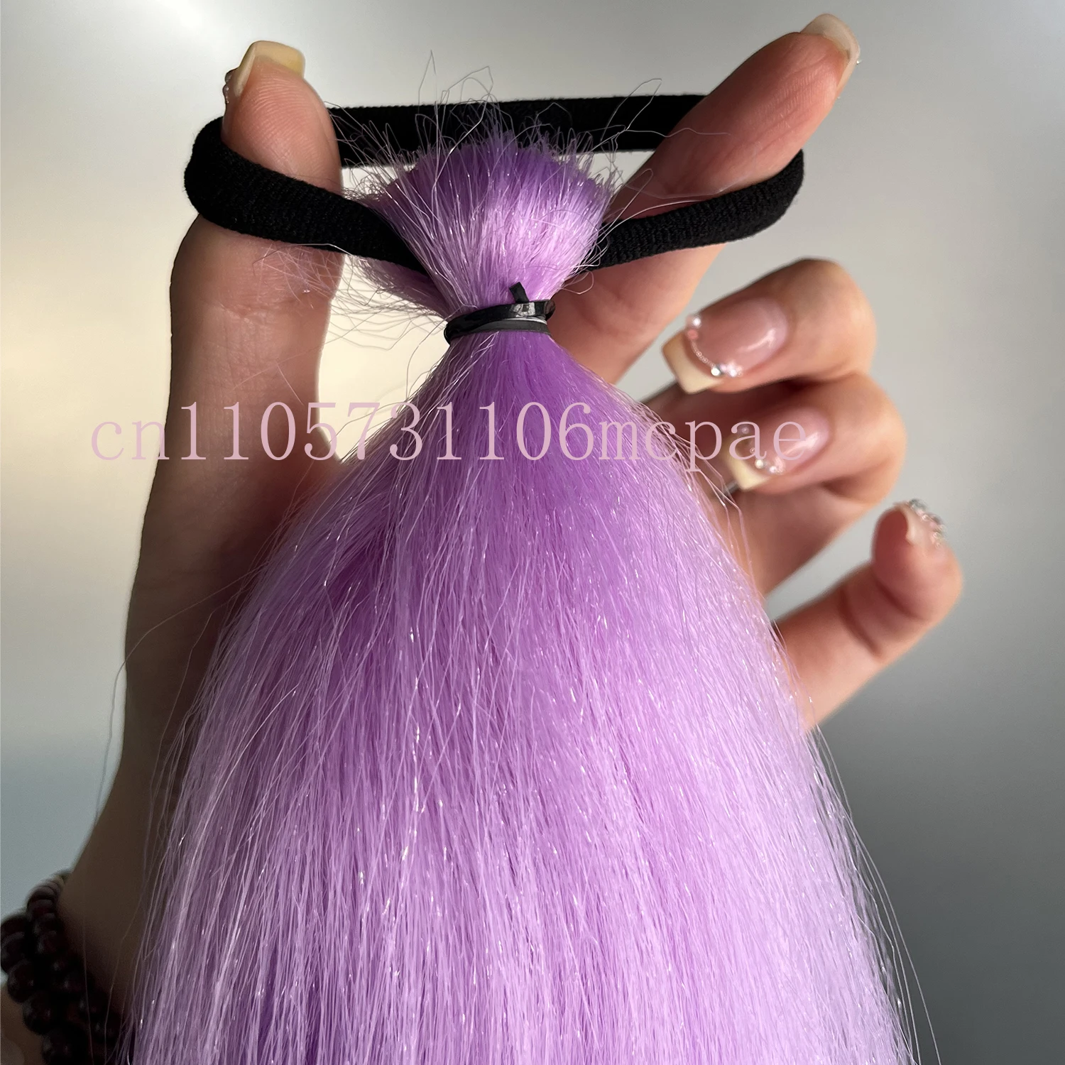 RUMI Synthetic Long Straight Ponytail Extensions With Rubber Band DIY Braided Ponytail Purple Hair Accessories for Halloween