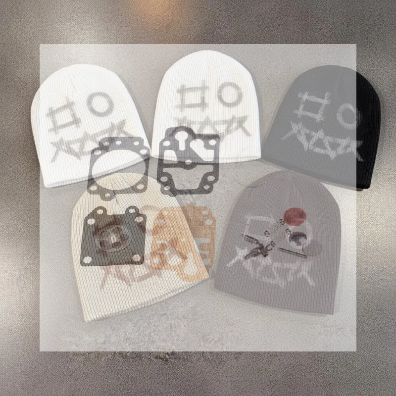 Funny Graffiti Jacquard Knit Beanie Windproof Thermal Unisex Hip Hop Skull Cap for Mountain Climbing Trekking