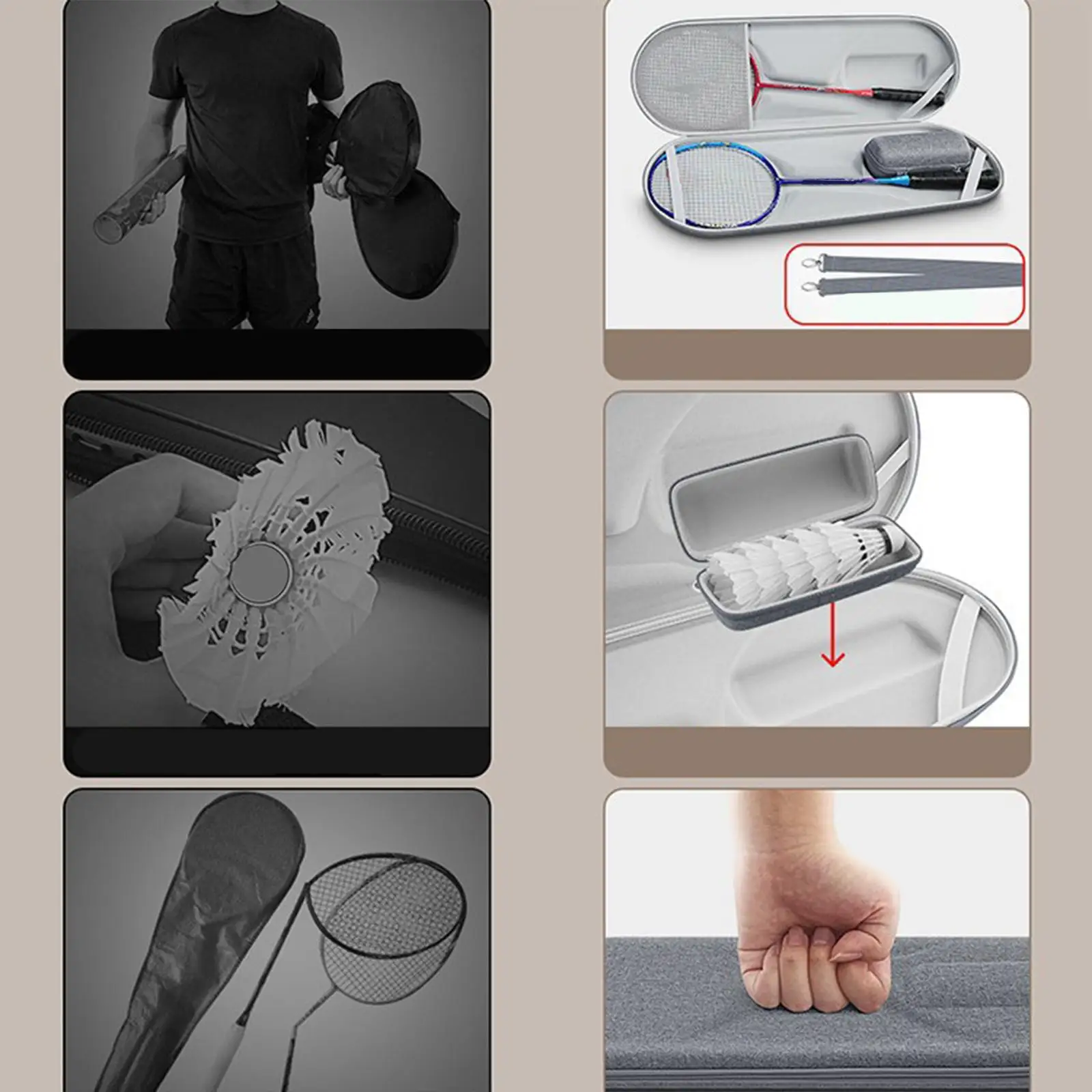 

Badminton Racket Storage Box EVA Material Comfortable Handle Tennis Racquet Bag Shuttlecock Pouch for Sports
