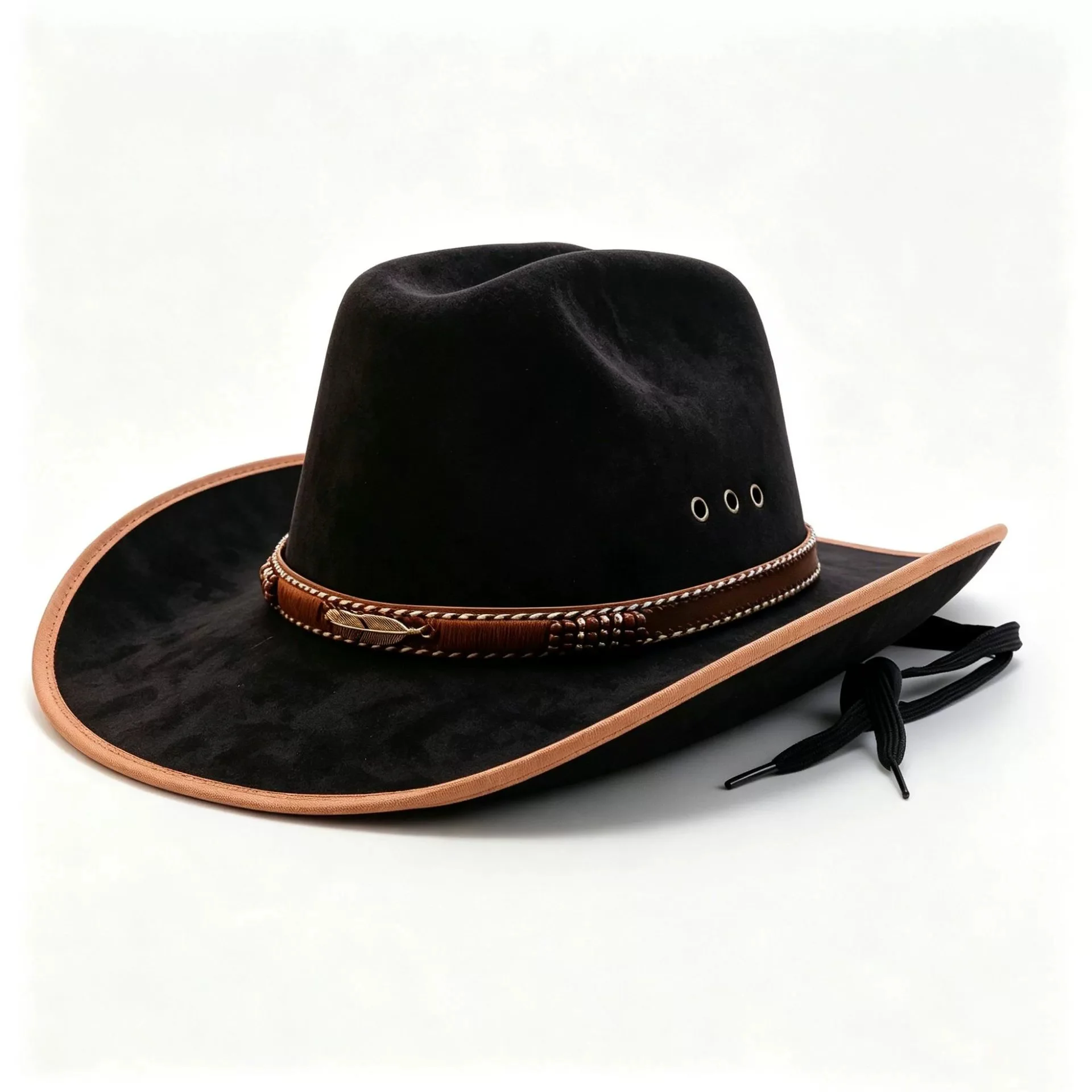 Women’s Fashionable Suede Western Cowboy Hat, Wide-Brimmed Top Hat, Sun Protection, Outdoor Jazz Hat