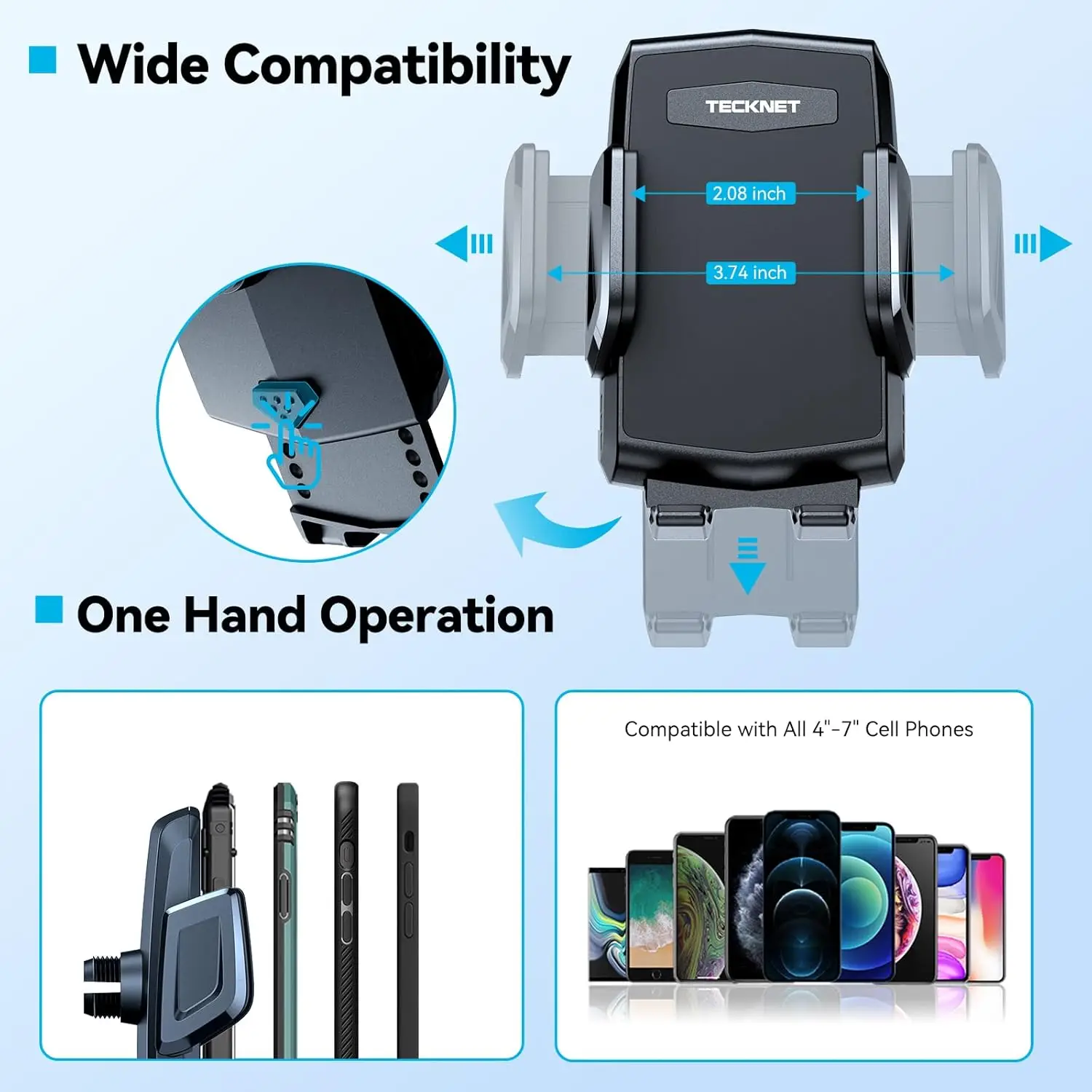 Suporte de telefone pescoço de ganso ajustável para carro - suporte de ventilação de ar com base expansível, adequado para iPhone 17/16 Pro Max e todos os telefones