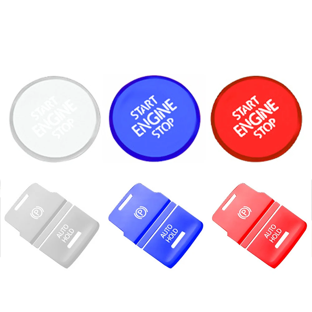 1/3 قطعة فرملة اليد سيارة السيارات عقد P التبديل زر ملصق غطاء تغليف بدء حماية الكسوة لشركة فولكس فاجن جولف 7 7.5 MK7 في 2015-2019