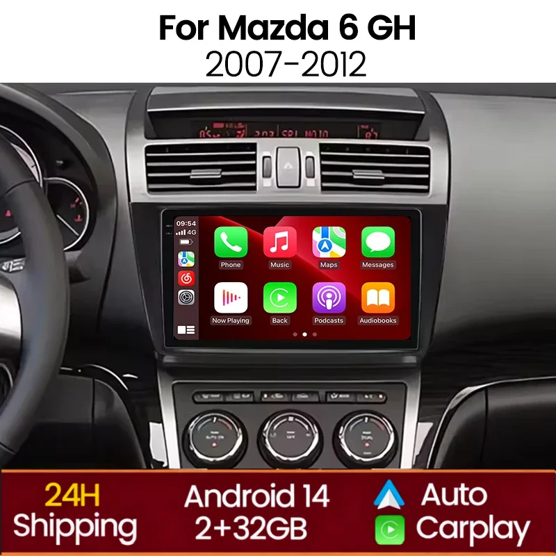 

Автомагнитола 2 Din для Mazda 6 2008-2012 с поддержкой CarPlay, Android Auto, мультимедиа, видео, GPS-навигации, FM, Bluetooth