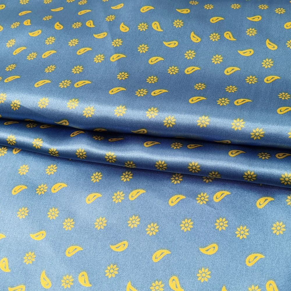1 Meter x 1,48 Meter Retro Blumenmuster Paisley Satin Stoff Schal Seidiger Charmeuse Schal Futtermaterial – Detail 19