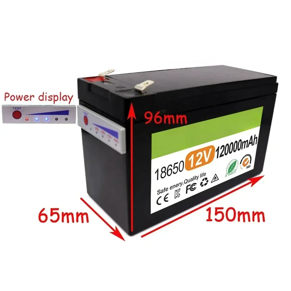 12V 120Ah 120000mAh 18650 lithium battery 30A sprayer built-in high current BMS electric vehicle battery +12.6V charger