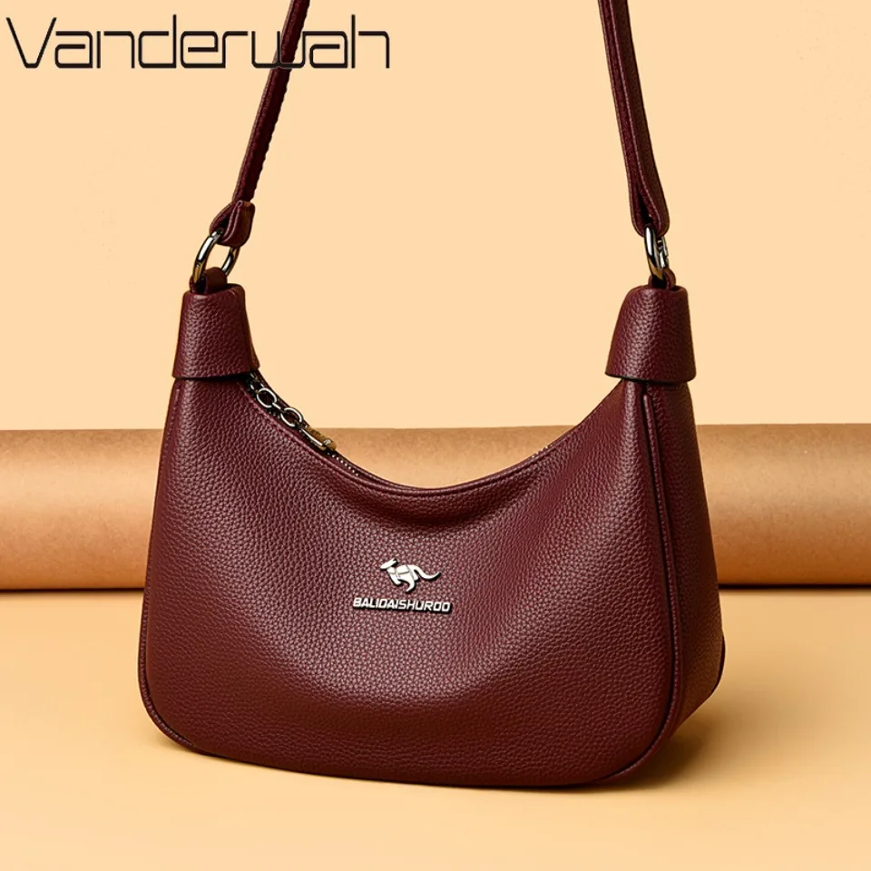 

Genuine Brand Soft Leather Shoulder Bag Luxury Women's Crossbody Messenger Bag Designer Female Hobo Handbags Sac A Main New