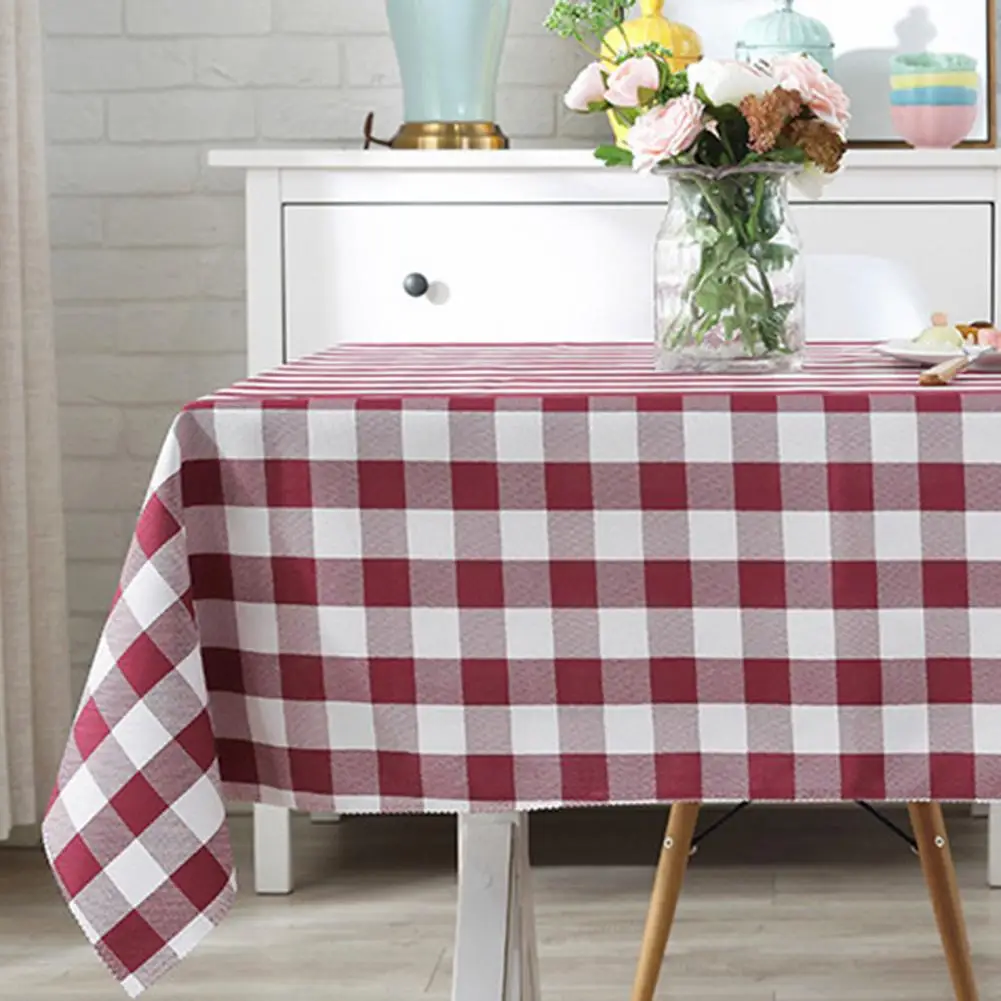 Hotel Tablecloth Splash-proof Tablecloth Waterproof Plaid Print Tablecloth for Banquets Parties Square for Easy for Hotels