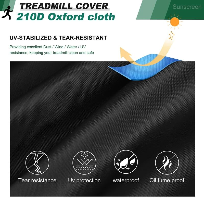 Non-Folding Treadmill Cover Waterproof Treadmill Protective Cover Suitable For Indoor Or Outdoor (Black)