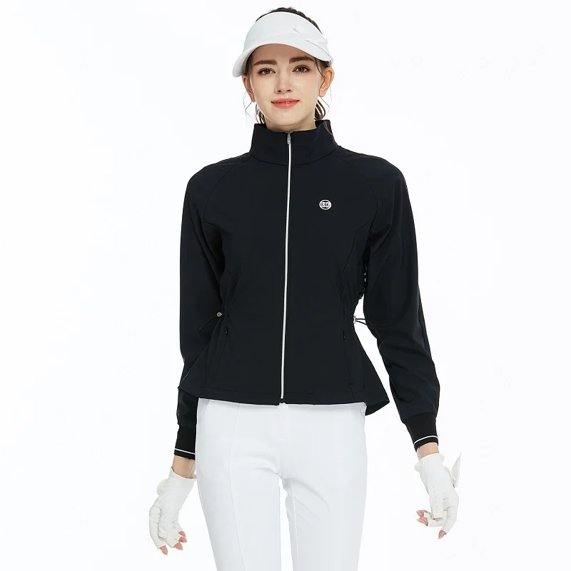 Blktee Waterproof Golf New Jackets for Ladies Long Sleeve Fashion Zipper Coat Women Windproof Thin Windbreaker Slim Waist Jacket