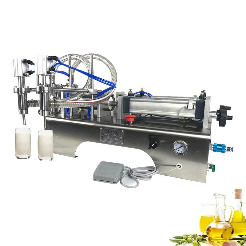 Riempitrice di liquidi a doppia testa 110V 220V adatta per la riempitrice pneumatica di latte, bevande, birra, succo di frutta