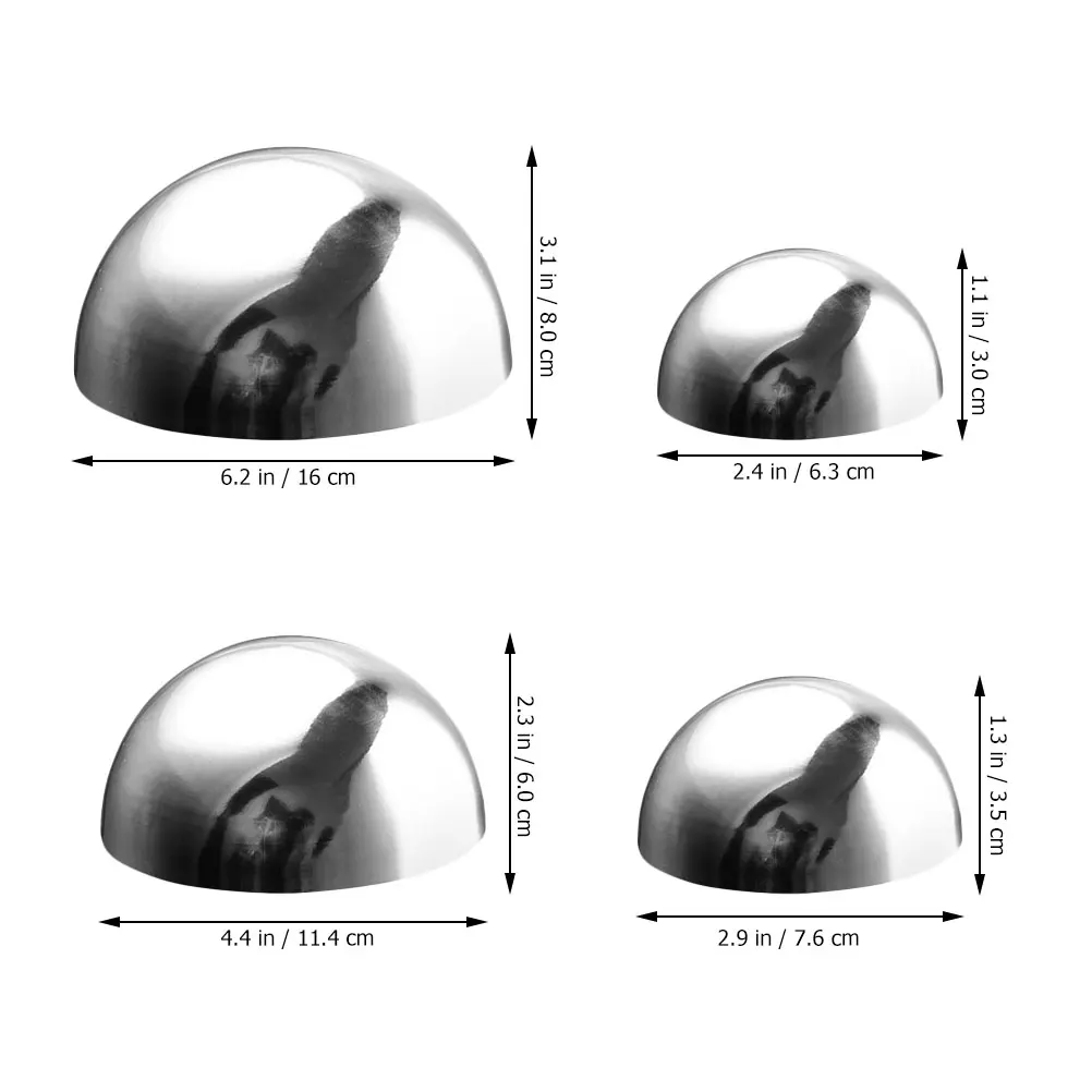 

4pcs Gazing Spheres Semi Ball Garden Hemisphere Mirror Decorative Reflective Stainless Steel Outdoor Lawn Road Decoration