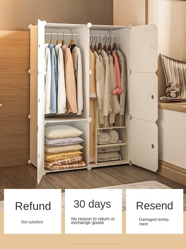 Simple Wardrobe Clothes Folding Cabinets Dressers Cube Storage Locker Plastic Collapsible Dustproof Home Bedroom Furniture