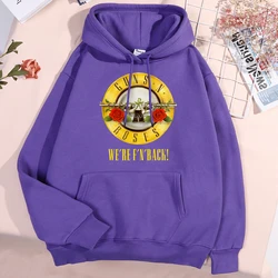 Guns N' Roses We'Re Back Print Hoodies Men Women Autumn Fleece Sweatshirt Fashion Pollover Hoody Pattern Loose Clothing Man