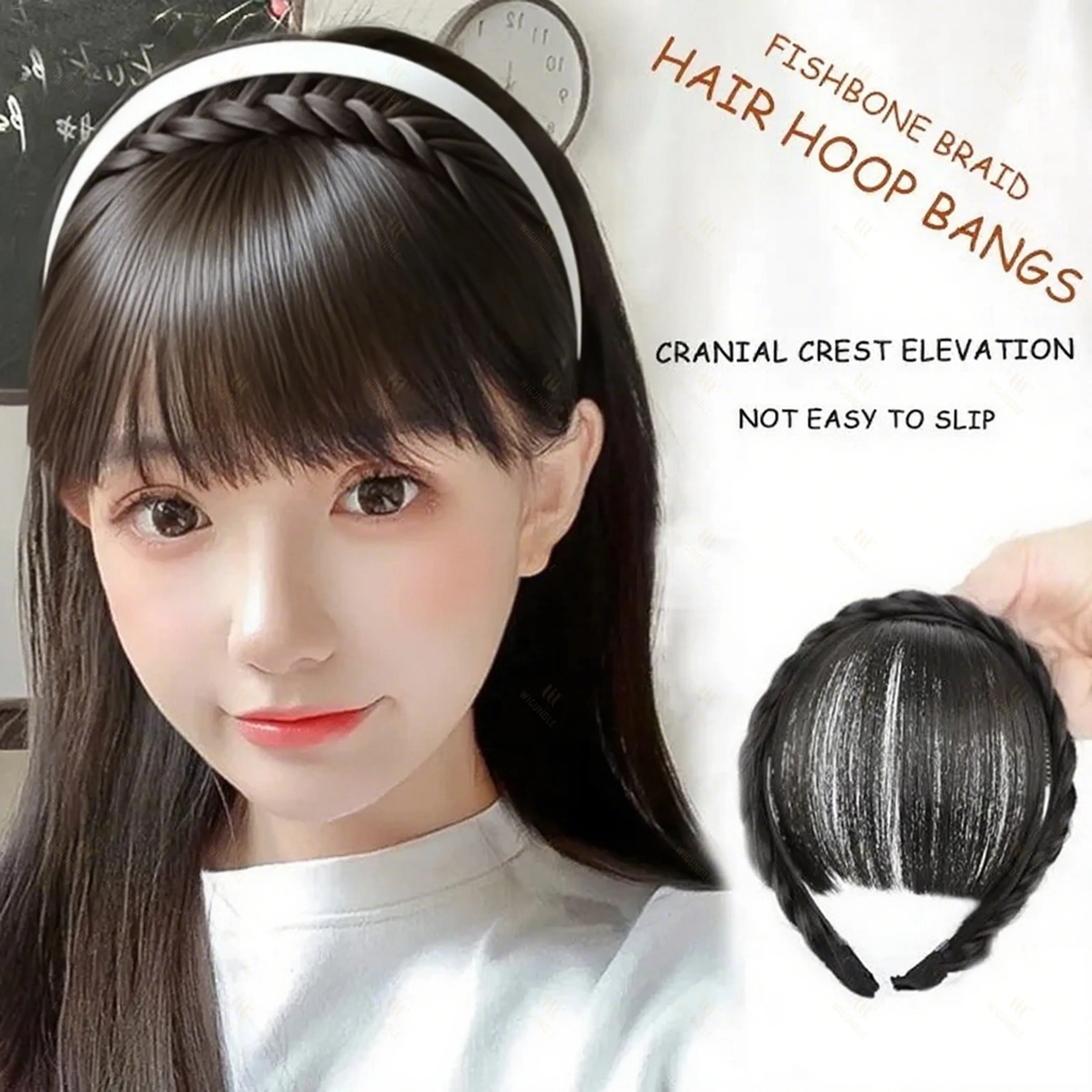 Synthetic Wigs Adjustable Headband Bangs for Women Available in Four Colors Front Hair Extensions for Daily Wear Parties Cosplay
