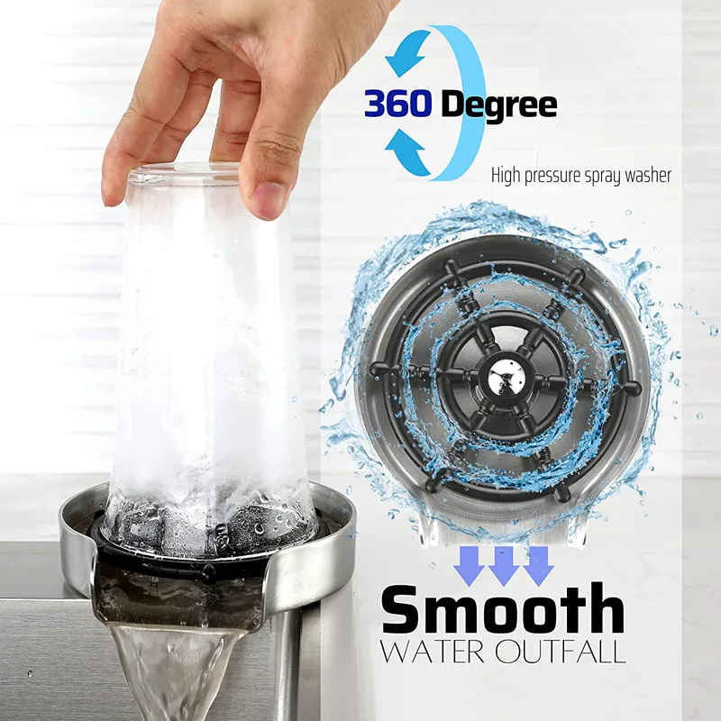 Professional Faucet Glass Rinser High Pressure Automatic Cup Washer Kitchen Bar Milk Cup Cleaner Kitchen Sink Accessories