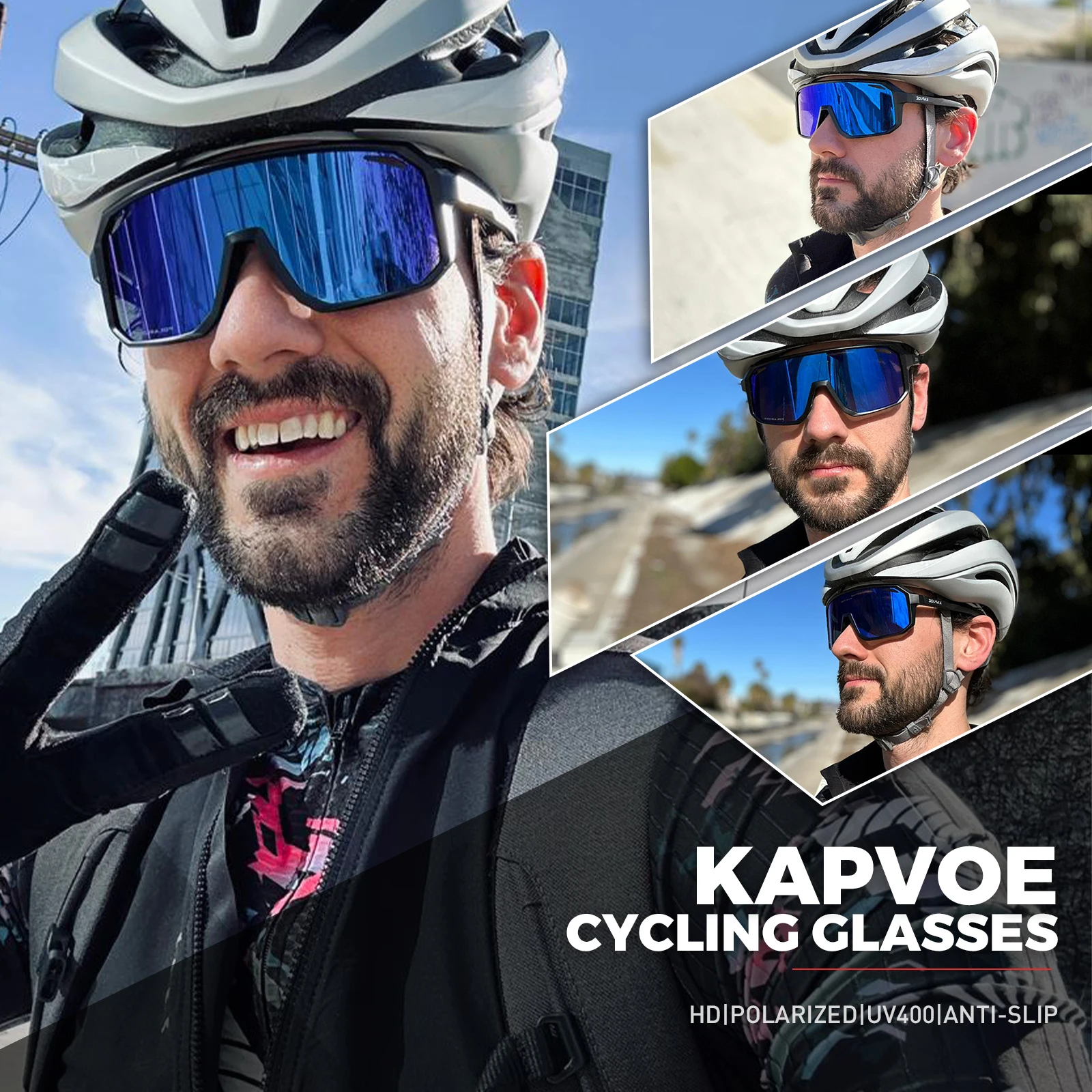 Kapvoe Cycling Glasses Men Cycling Sunglasses MTB UV400 Polarized Built-in Myopia Frame Bicycle Goggles Outdoor Sports Eyewear