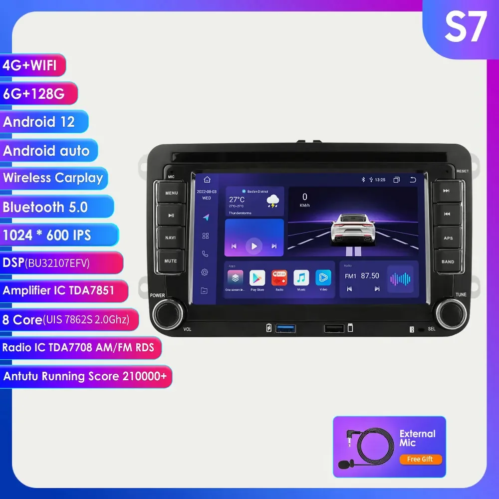 S5 Android Auto Multimedia Radio Voor Volkswagen Caddy Amarok Scirocco Golf 5 6 Polo Passat B6 Touran Jetta Carplay Stereo speler