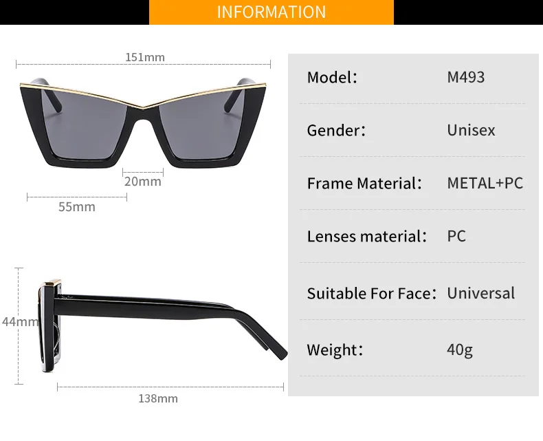 GM LUMIAS Übergroße Cat Eye Sonnenbrille Damen Mode Vintage Farbverlauf Casual Shades Trendy Luxus Marke Design Dekor Sonnenbrille – Detail 6
