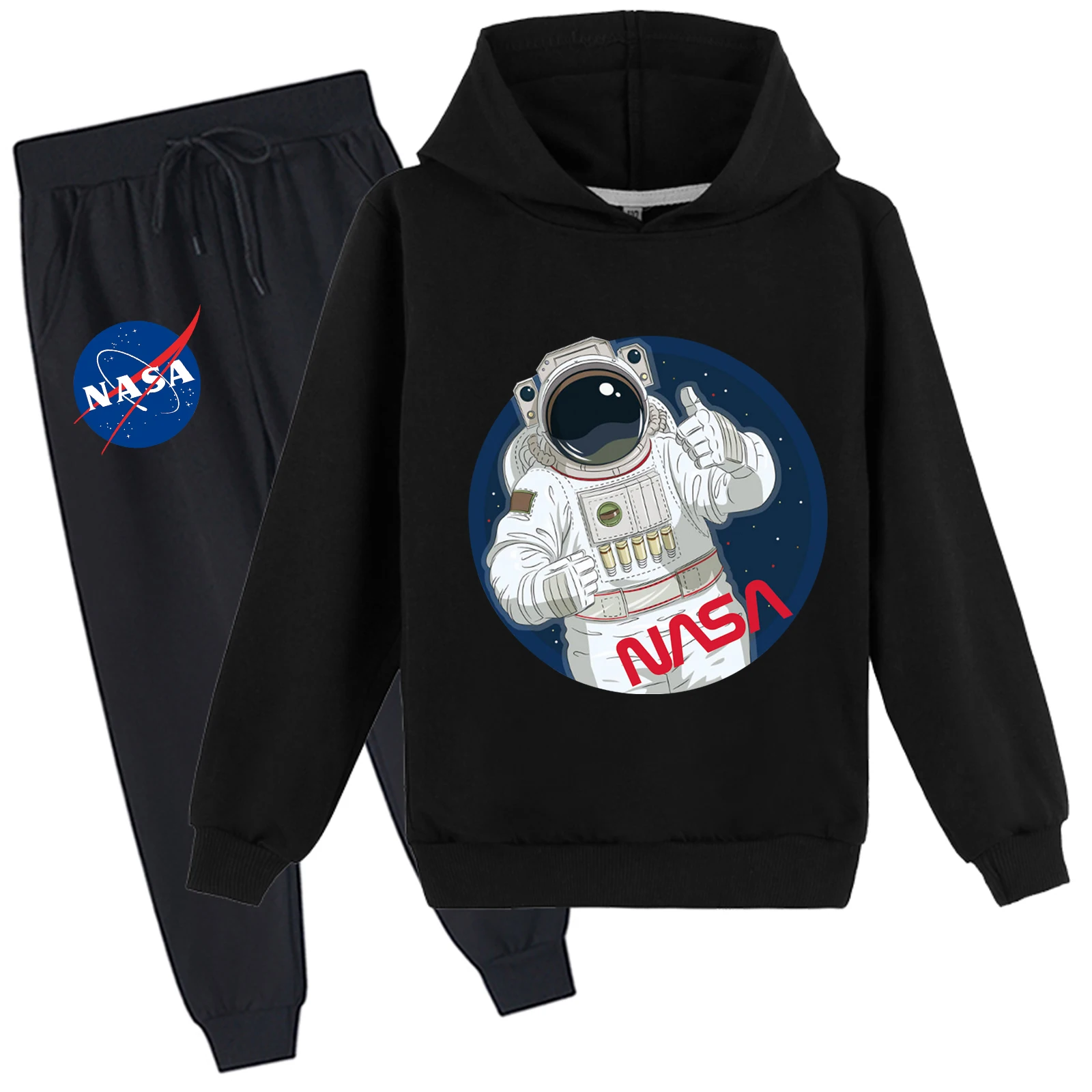 Kinderen Grafische Trui Hoodies en Joggerbroek 2 Stuks Sweatsuit Set, NASA Katoenen Zweetpak voor 2-14Y