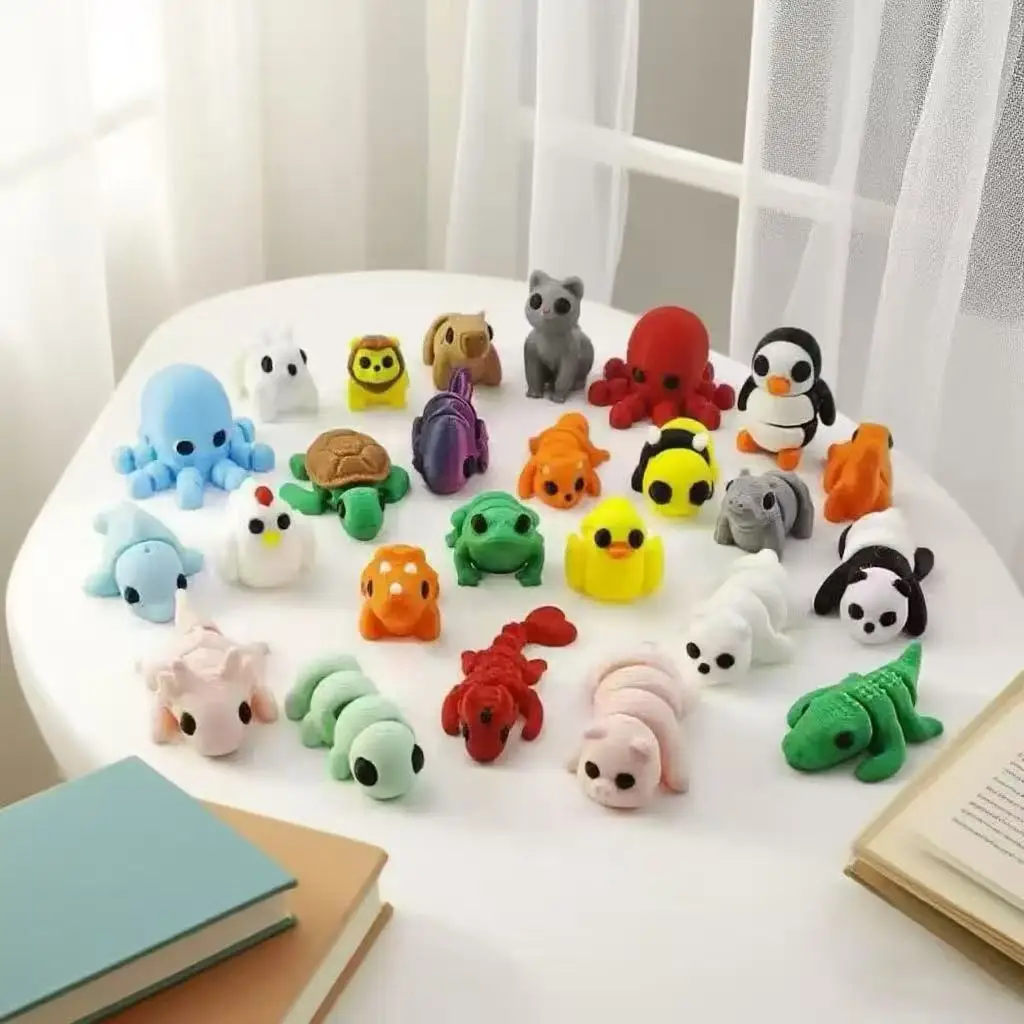 Urocze 10/20/30/40/50 szt. mini zwierzątka, modele zwierząt drukowane w 3D, figurki akcji, zabawki, wielokolorowe mini ozdoby do domu, prezenty urodzinowe