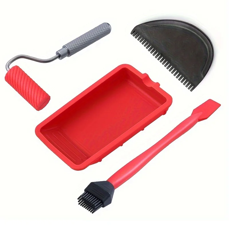 Reusable 4Pcs Silicone Glue Spreader Brush Kit Versatile Easy Clean Woodworking Glue Applicator Scraping Tools