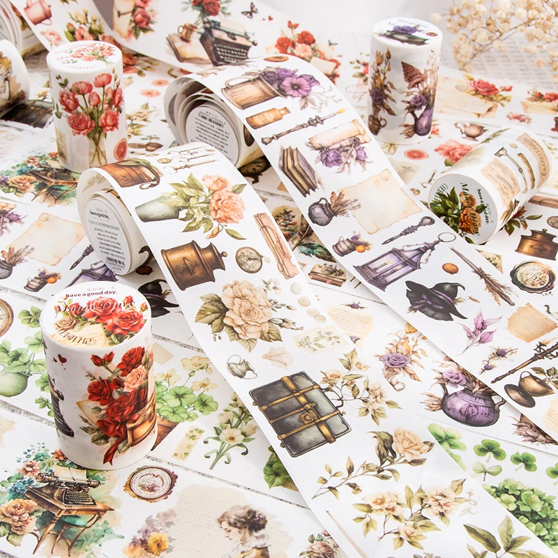 JIANQI 60mm*2m Ins Flowers Plants Washi Tapes Decor Junk Journal DIY Scrapbooking Supplies Collage Stationery Aesthetics Tapes