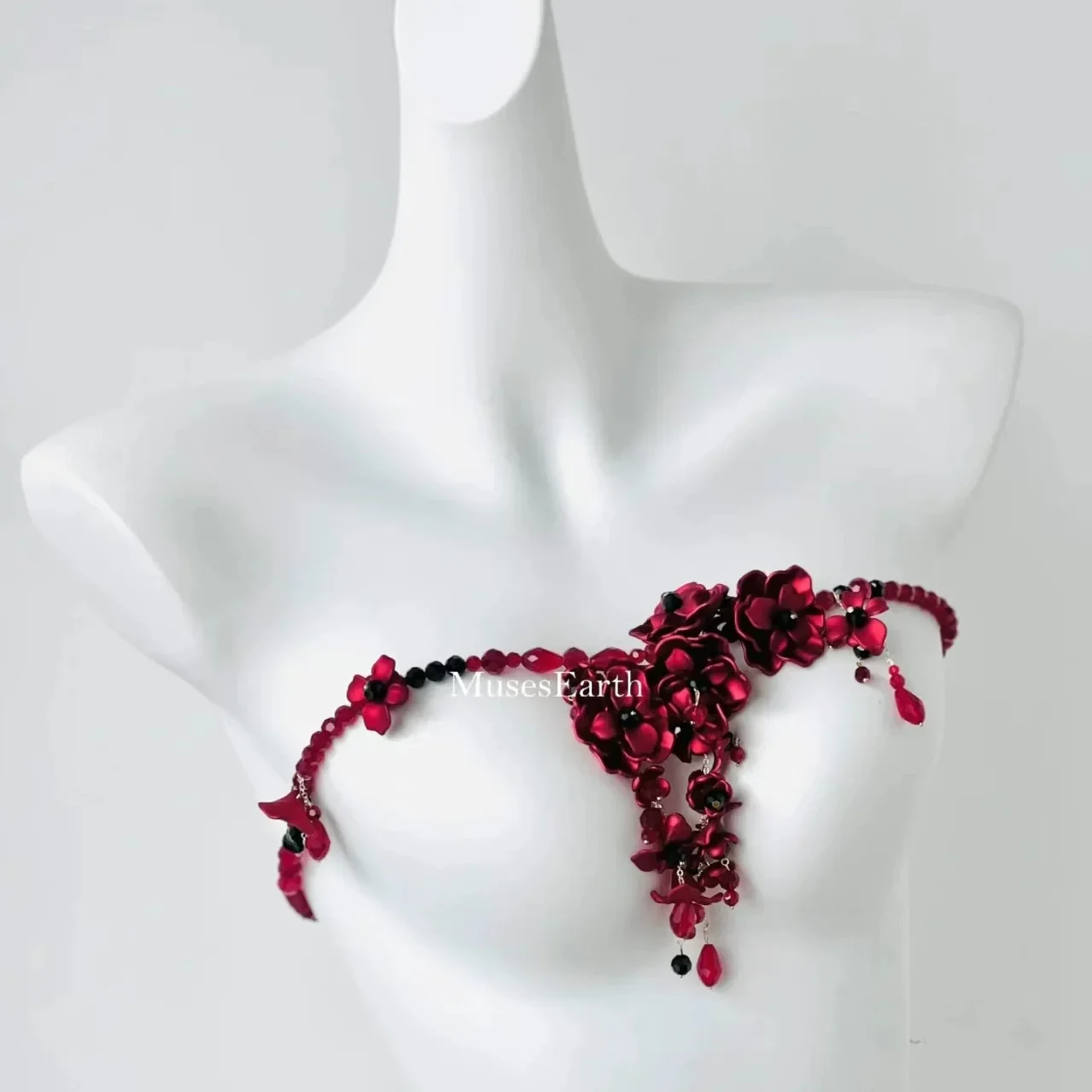 Bloody Anne Waist Chain, Neck Chain, Red Flower Body Chain Accessory, 2025 Lolita with Skirt, Gothic Style Women's Style