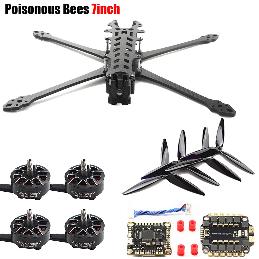 Trujące pszczoły 7 cali 295 mm rozstaw osi rama karbonowa X2807 1300KV bezszczotkowy silnik 7040 śmigło do drona dalekiego zasięgu Mark4 FPV