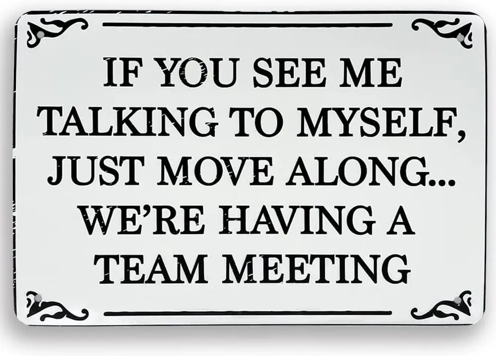 IF YOU SEE ME TALKING TO MYSELF WERE HAVING A TEAM MEETING --- Funny Office Tin Signs Decorations Office Cubicle Decor for Women