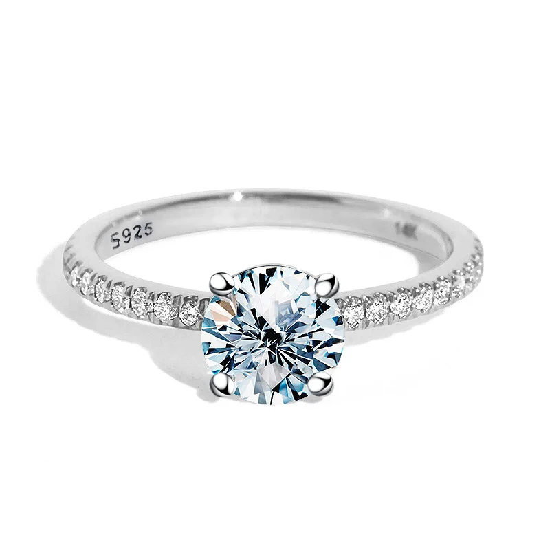 DW Sparkling 1-5ct Big Moissanite Diamond Rings for Women Solitaire Genuine 925 Sterling Silver Designer Luxury Wedding Jewelry