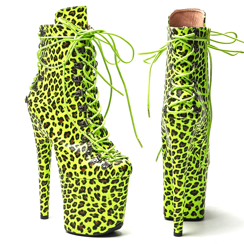 Leecape 20 سنتيمتر/8 بوصة ليوبارد طباعة بولي Fashion موضة الاتجاه أحذية عالية الكعب منصة حفلة متجرد كعب القطب الرقص التمهيد #2