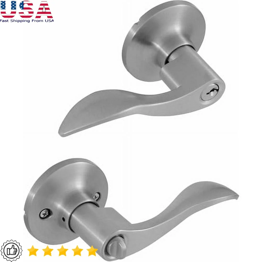 

Reversible Wave Lever Entry Door Lock with Adjustable Latch and Backset Easy Install Security Key Access Home Handle
