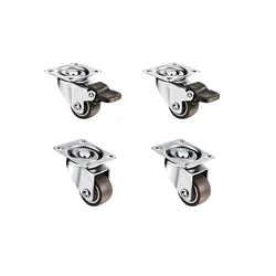 4 Pcs Low Profile Casters Wheels 1 Inch Soft Rubber Swivel Caster Small Silent Casters with 360 Degree Top Plate and 12 Screws