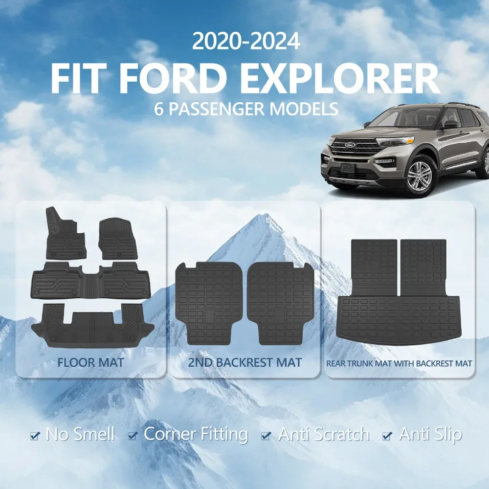 

Подходит для 2020 ~ 2024 Ford Explorer, грузовые коврики, напольные коврики, коврик для спинки, подкладка багажника, TPE, США