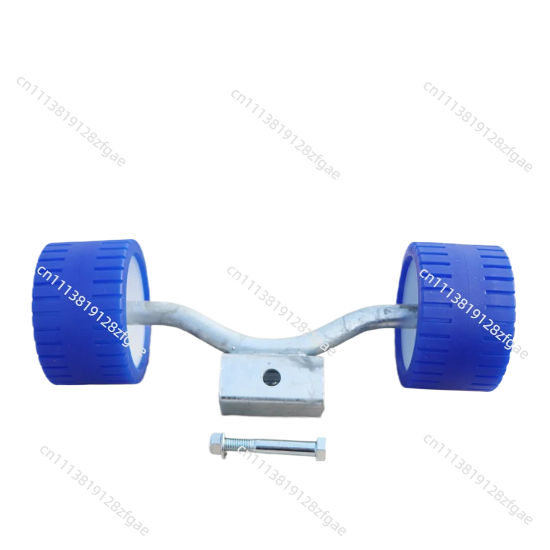 Boat Trailer Blue Rubber Ribbed Wobble Roller 4.33 Inch Diameter, 3 Inch Wide