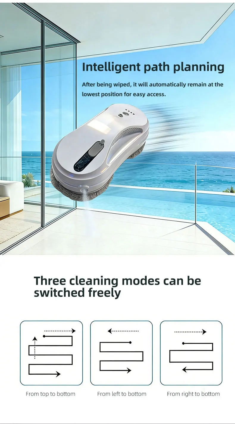 Roboter-Fensterreiniger Purerobo W-R3S Automatische Wassersprühfunktion mit APP-Fernbedienung Intelligenter Elektrischer Fensterreinigungsroboter für Zuhause – Detail 7
