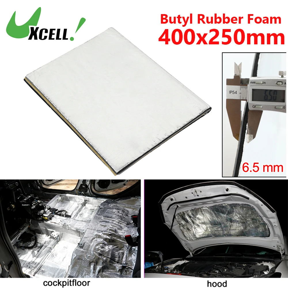 Uxcell 400x250mm Car Butyl Foam Heat Sound Deadening Mat Sound Deadener Heat Insulation Mat Pad Door Roof Sound Barrier Sheet