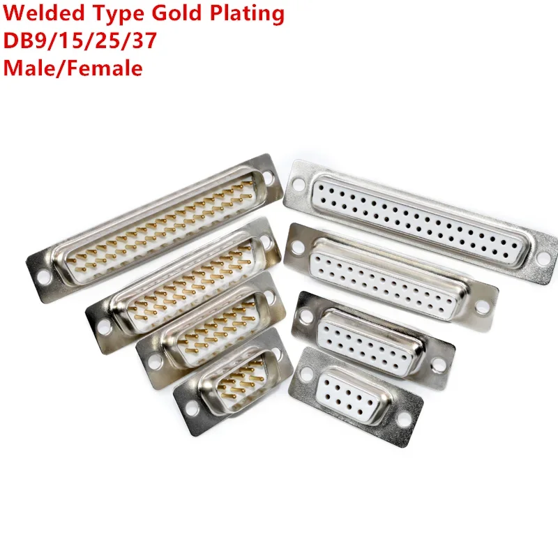 

2PCS DB9 DB15 DB25 DB37 Hole/Pin Female/Male White Welded Type Connector RS232 Serial Port Socket DB D-SUB Adapter Gold Plating