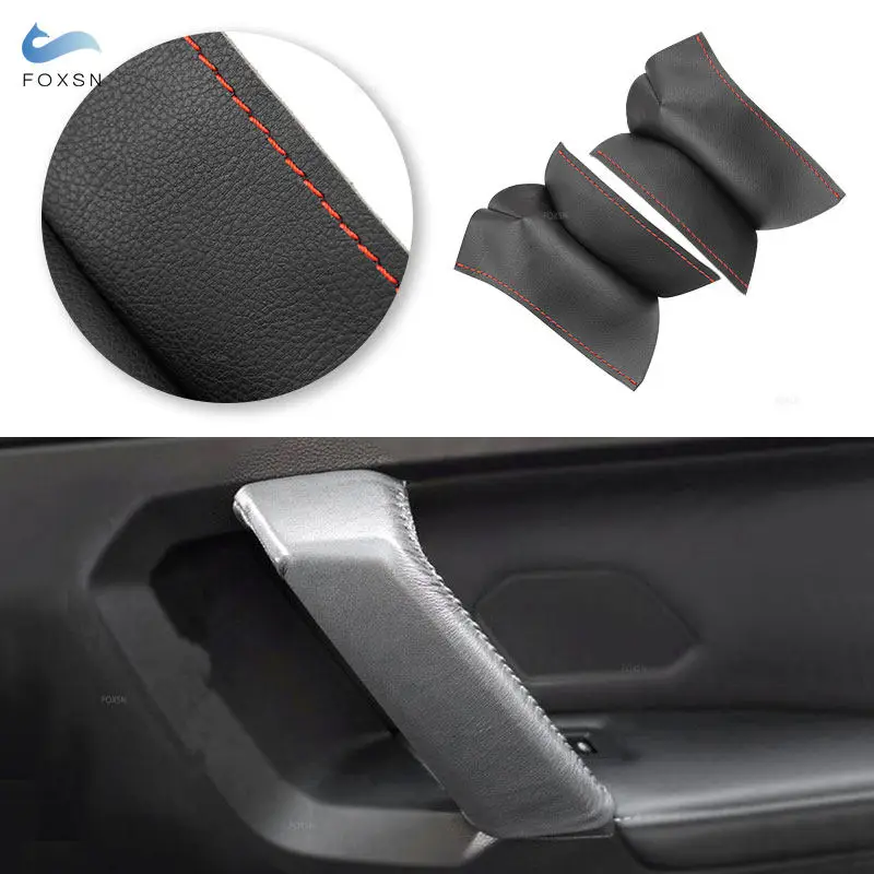 Car Interior Door Handle Pull Grab Cover Hand Sewing Microfiber Leather Cover Trim For VW Tiguan 2017 2018 2019 2020 2021 2022