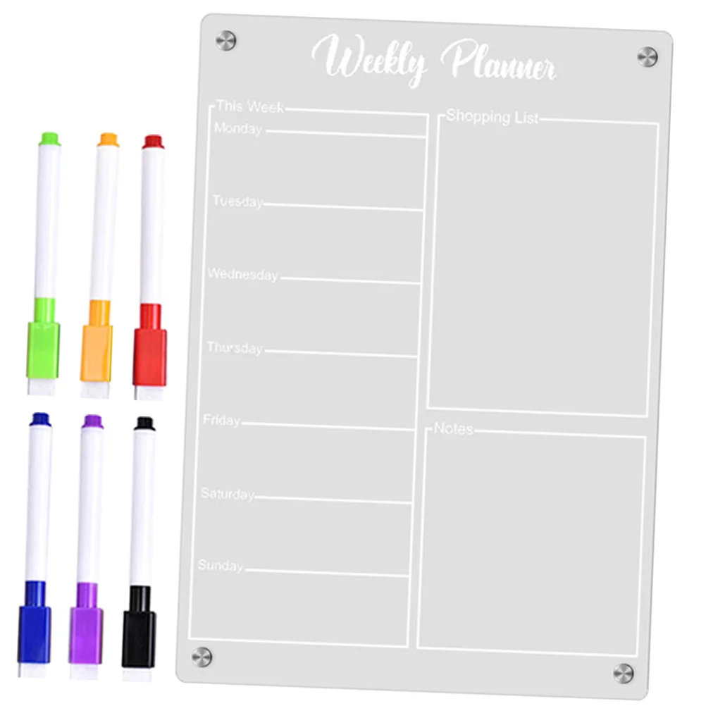 

Acrylic Weekly Planner Magnetic Whiteboard Fridge Reminder Dry Erase Calendar for Refrigerator Writing Small Message