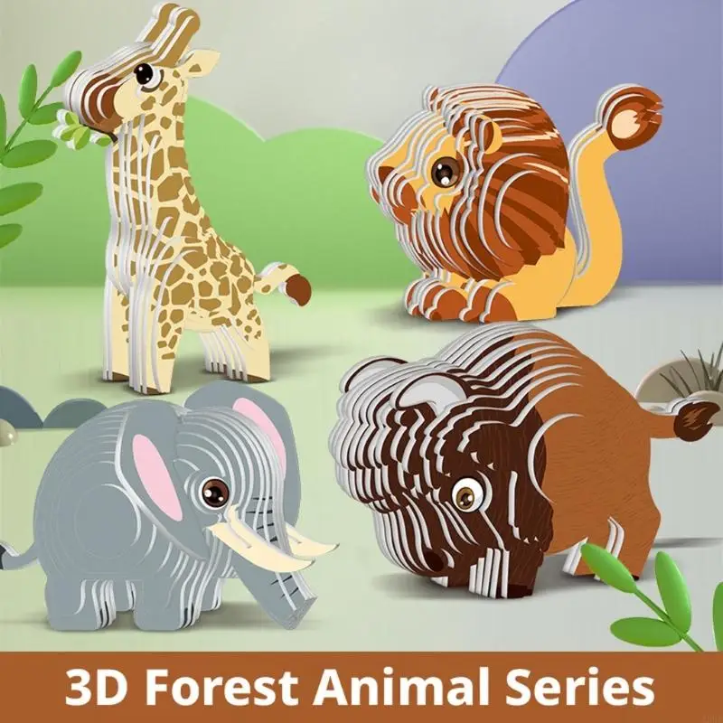 

Сложная 3D-головоломка, бумажная головоломка с животными, игрушка в сборе, развивающая космическое воображение для маленьких