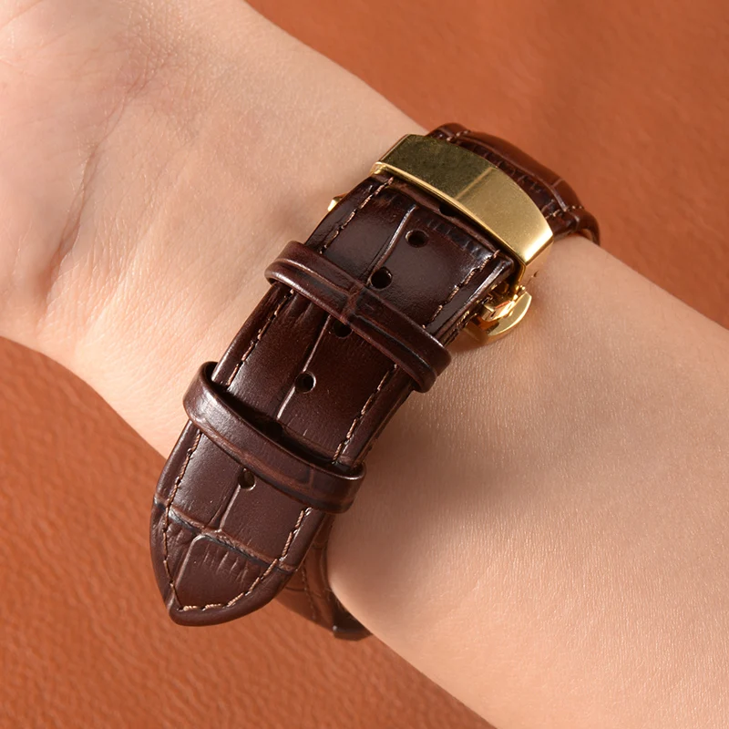 2pcs Genuine Leather Watch Band Keeper Strap Locker Ring Black Brown Holder Loop Bracelet Retainer 14mm/16mm/18mm/20mm/22mm/24mm