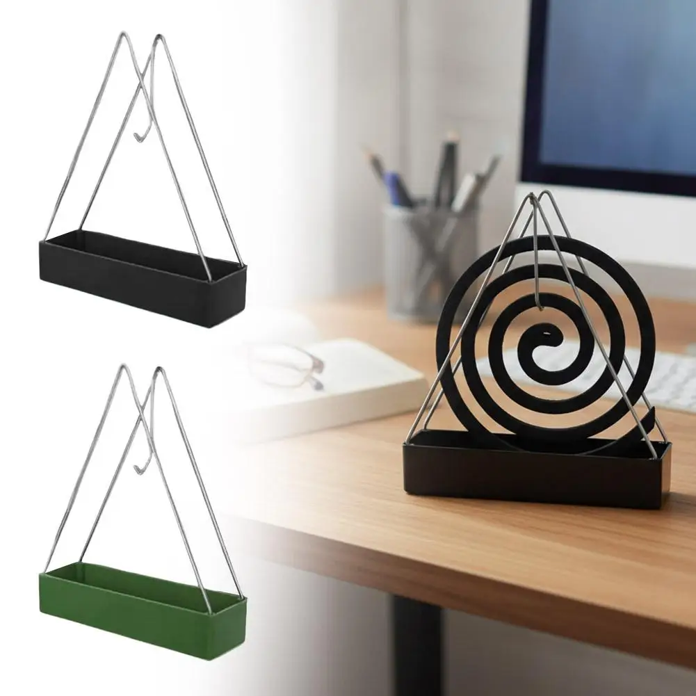 Triangular Iron Mosquito Coil Holder Modern Incense Burner Frame With Ash Catch Tray Portable Repellent Rack For Patio Home