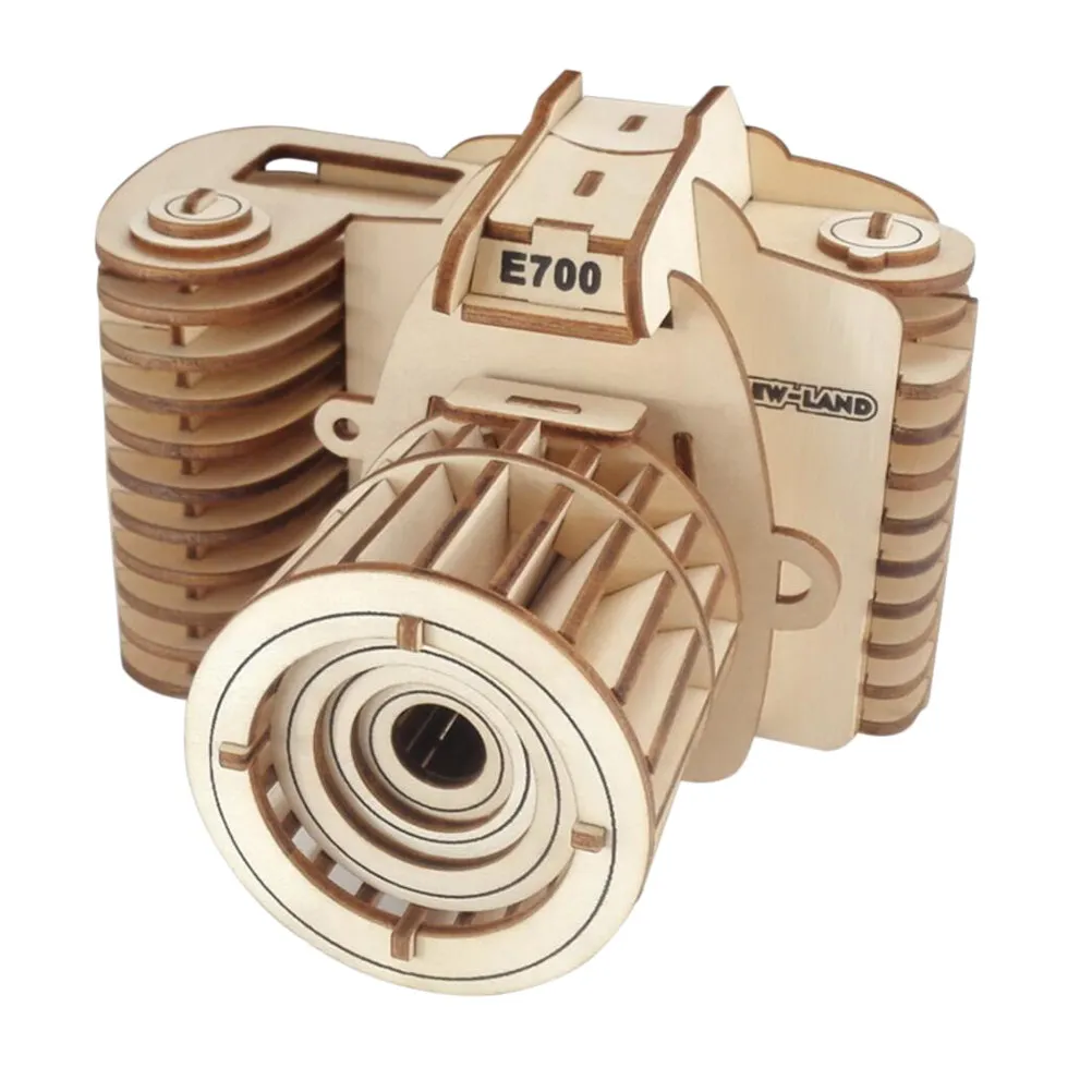 

Wooden 3D Puzzle DIY Assembly Camera Shape Educational Jigsaw Enhancing Kids Creativity Imagination Exercise Wooden Jigsaw
