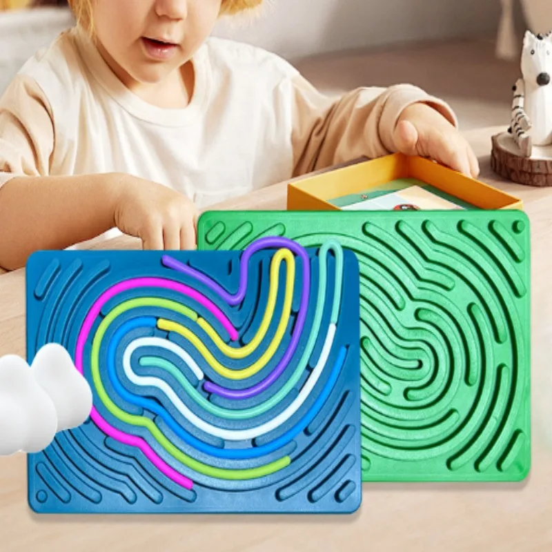لوحة أنشطة حسية للأطفال لعبة مونتيسوري 2 في 1 لعبة تململ من السيليكون على الوجهين لتهدئة التوتر والقلق ADHD والتوحد #6
