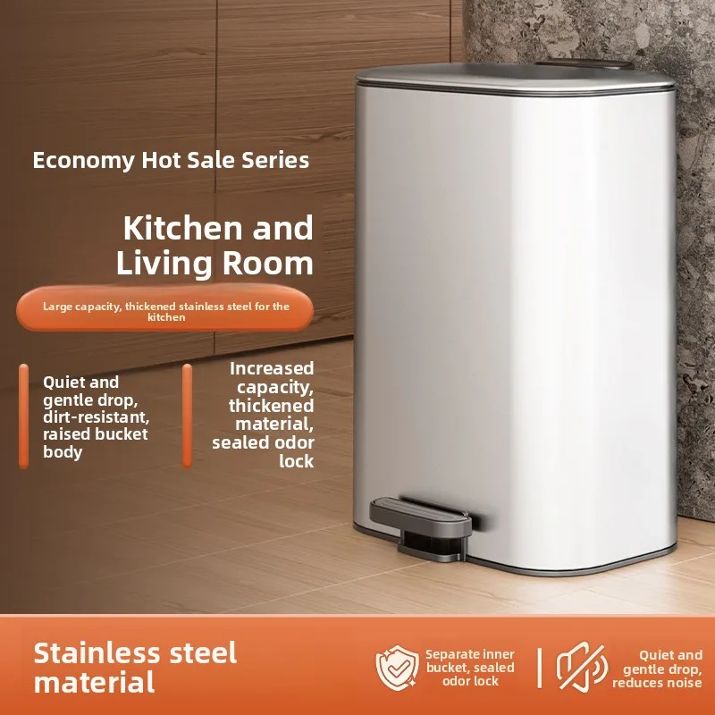 

Large Capaci Stainl Steel Foot Pedal Tra Can Kitchen Living Room Toilet Home Use Commercial ade Tra Can with Lid