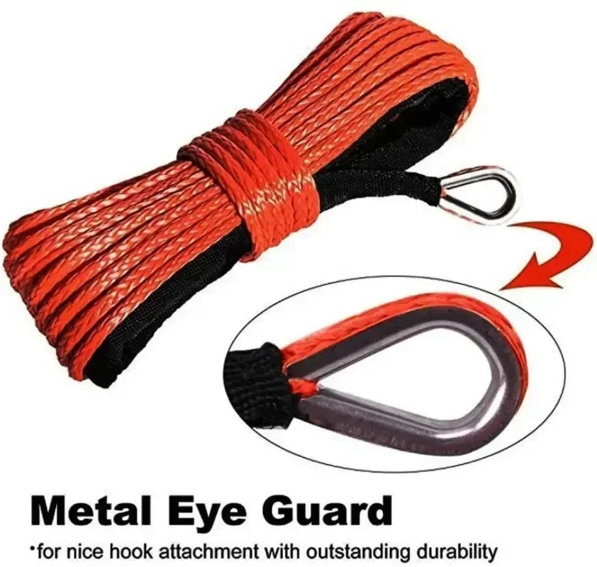 8200 Pound Electric Winch Rope Nylon Rope High-strength Fiber Rope 6mmx15m Car Trailer  Trailer Belt