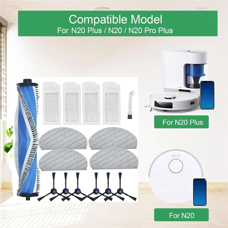 TCF-para Ecovacs Deebot N20 Plus, N20, N20 Pro Plus Robot aspirador Cepillo Lateral principal filtro Hepa paño de mopa Accesorios