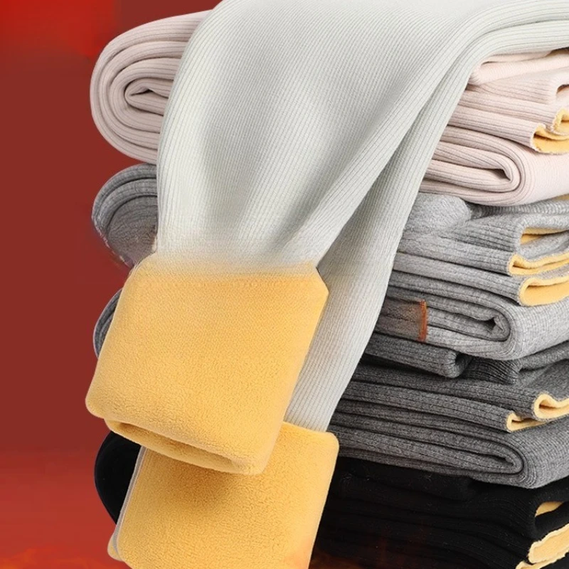 여성용 알파카 플리스 열 레깅스 플러스 사이즈 플리스 안감 베이스 레이어 추운 날씨 절연 슬림 피트 하이 웨이스트 레깅스