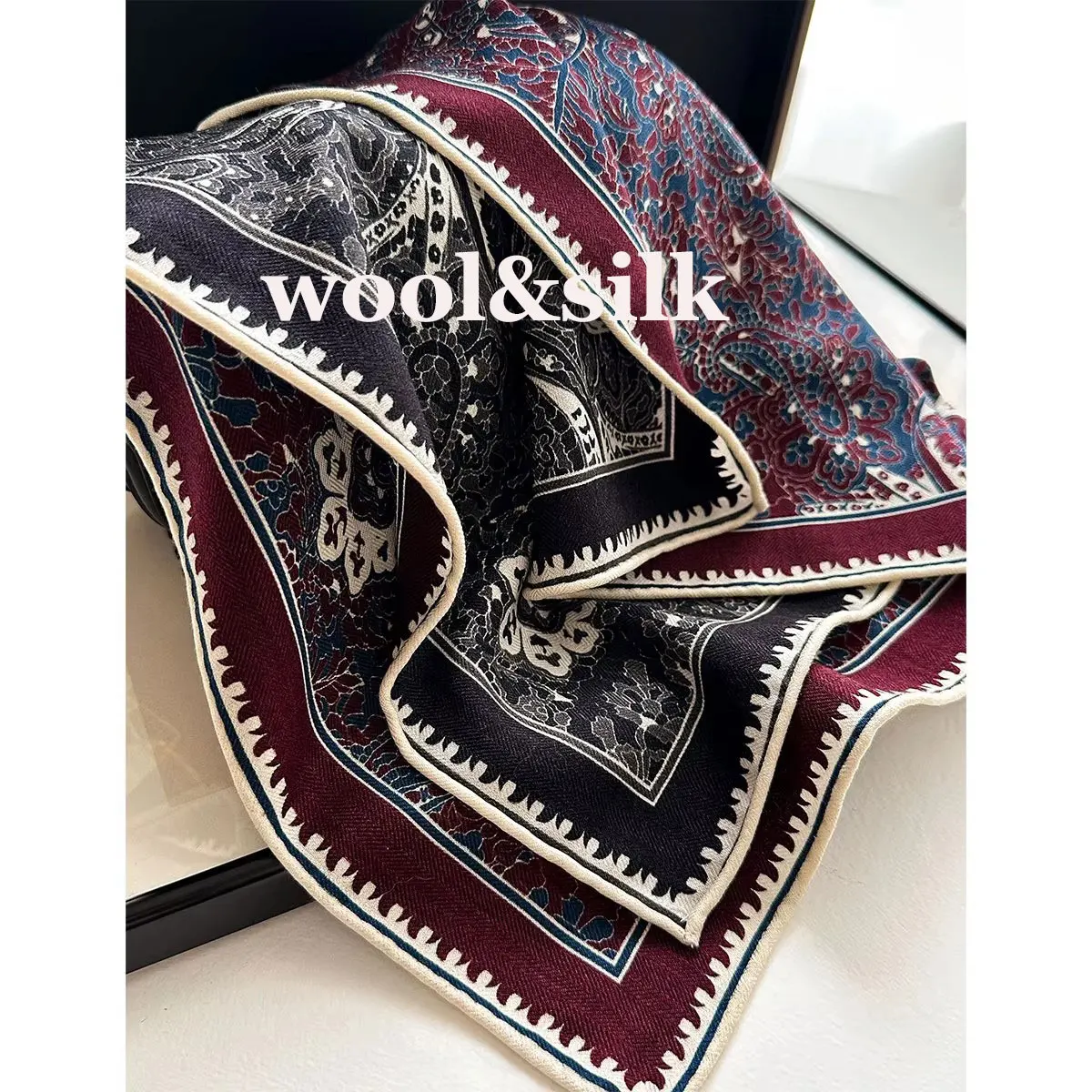 

Мода 2025 года, 82% шерсть, 18% натуральный шелковый шарф для женщин, шали, платки, шарфы из пашмины, женский хиджаб, бандана, буфанда, пончо